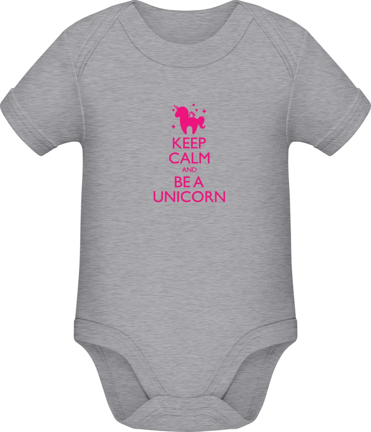 Keep Calm Be A Unicorn - Grey Melange Sonar SSL organic babybodsuit - Front