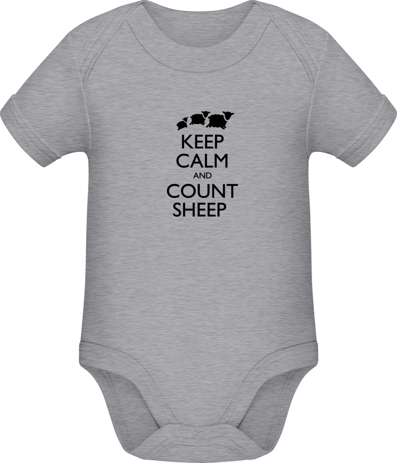 Keep Calm And Count Sheep - Grey Melange Sonar SSL organic babybodsuit - Front