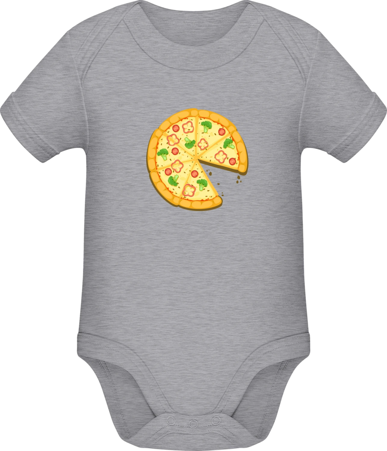 Mother And Child Pizza - Grey Melange Sonar SSL organic babybodsuit - Front