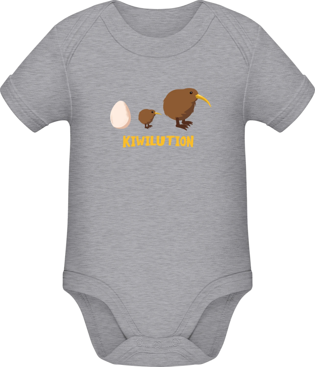 Kiwilution - Grey Melange Sonar SSL organic babybodsuit - Front