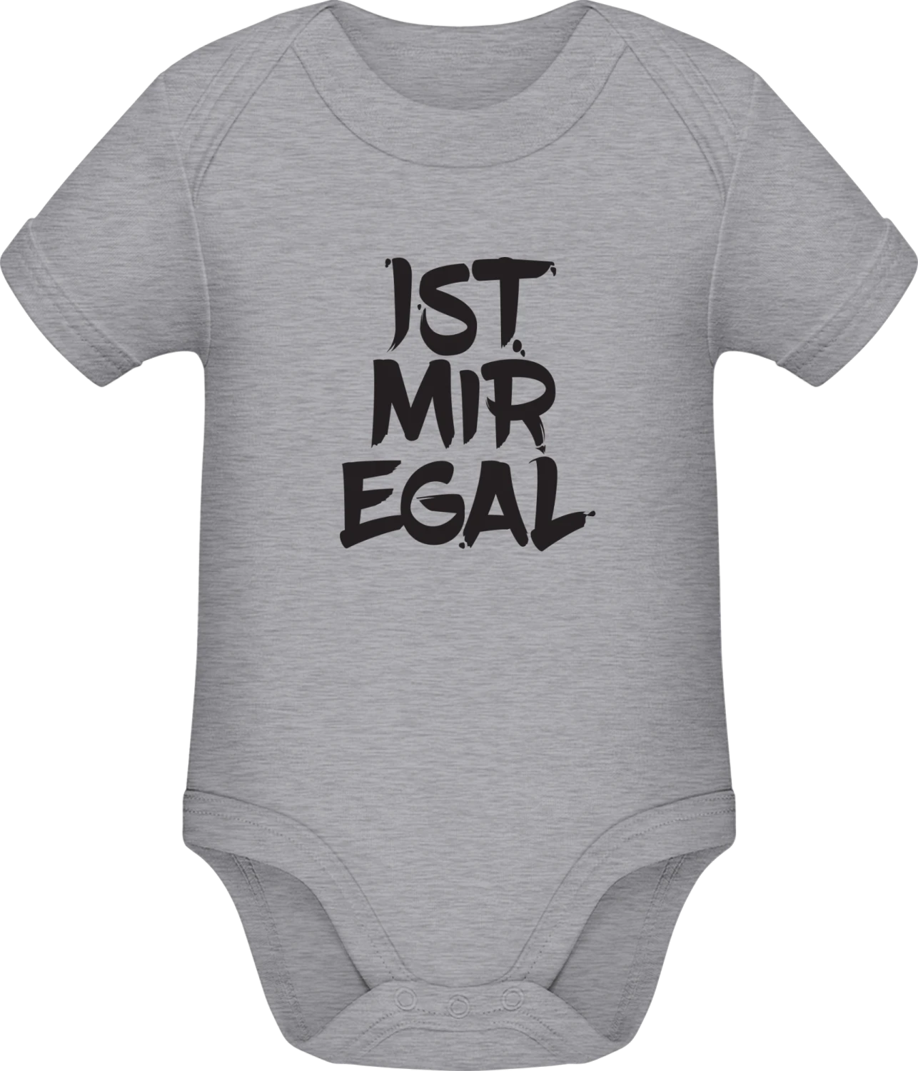 Ist mir egal - Grey Melange Sonar SSL organic babybodsuit - Front