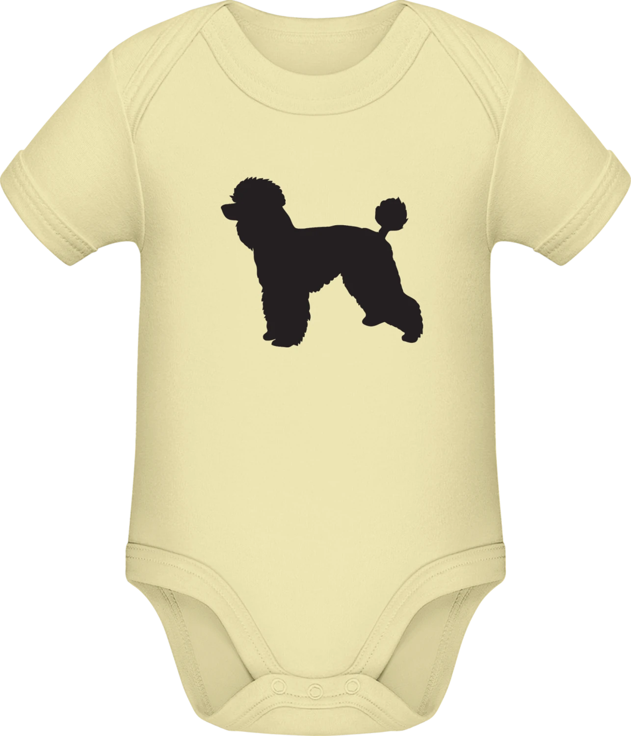 Poodle Silhouette - Lemon Sonar SSL organic babybodsuit - Front