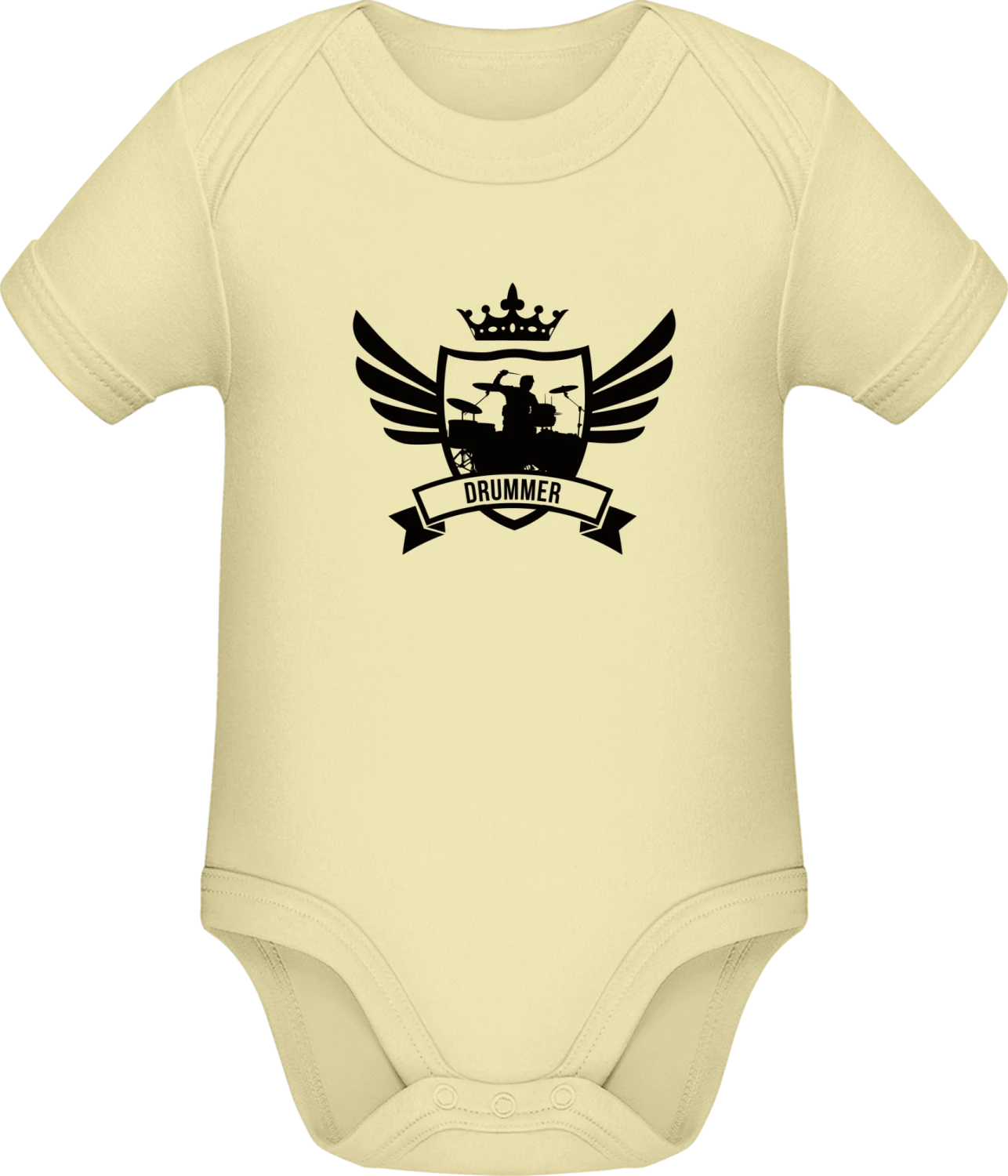 Drummer Winged - Lemon Sonar SSL organic babybodsuit - Front