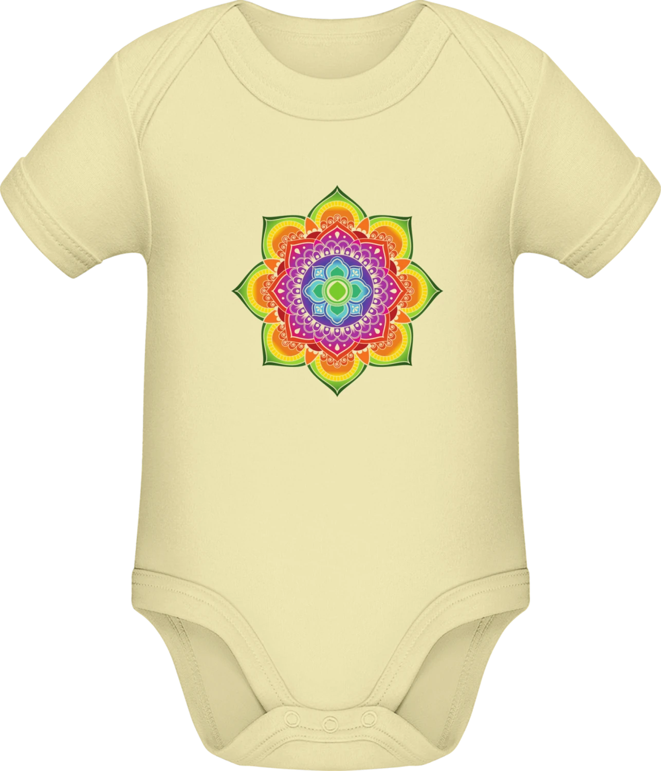 Colorful Mandala  - Lemon Sonar SSL organic babybodsuit - Front