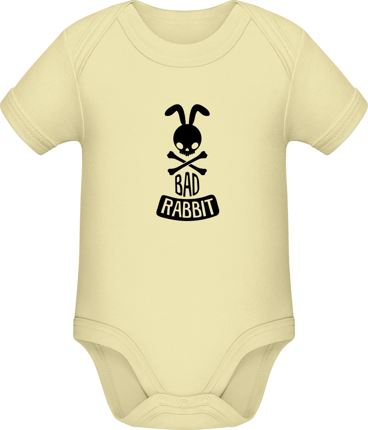 Bad Rabbit Skull - Lemon Sonar SSL organic babybodsuit - Front