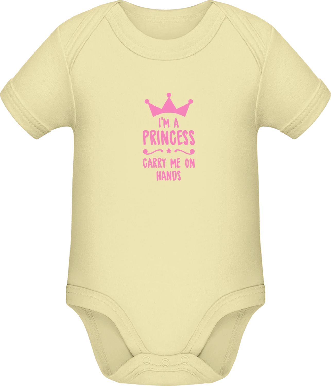 I'm A Princess Carry Me On Hands - Lemon Sonar SSL organic babybodsuit - Front