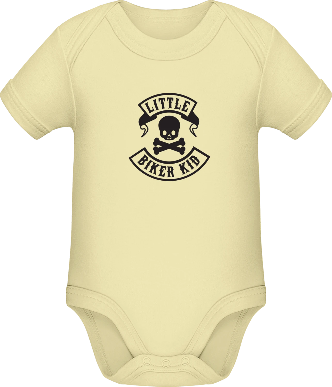 Little Biker Kid Motorcycle - Lemon Sonar SSL organic babybodsuit - Front