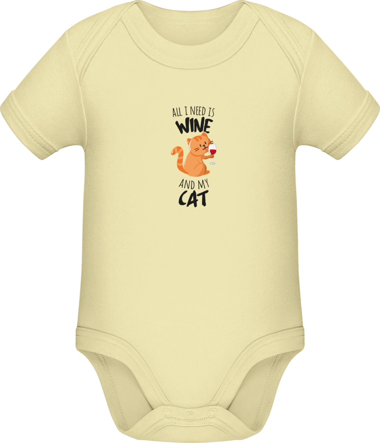 All I Need Is Wine  - Lemon Sonar SSL organic babybodsuit - Front