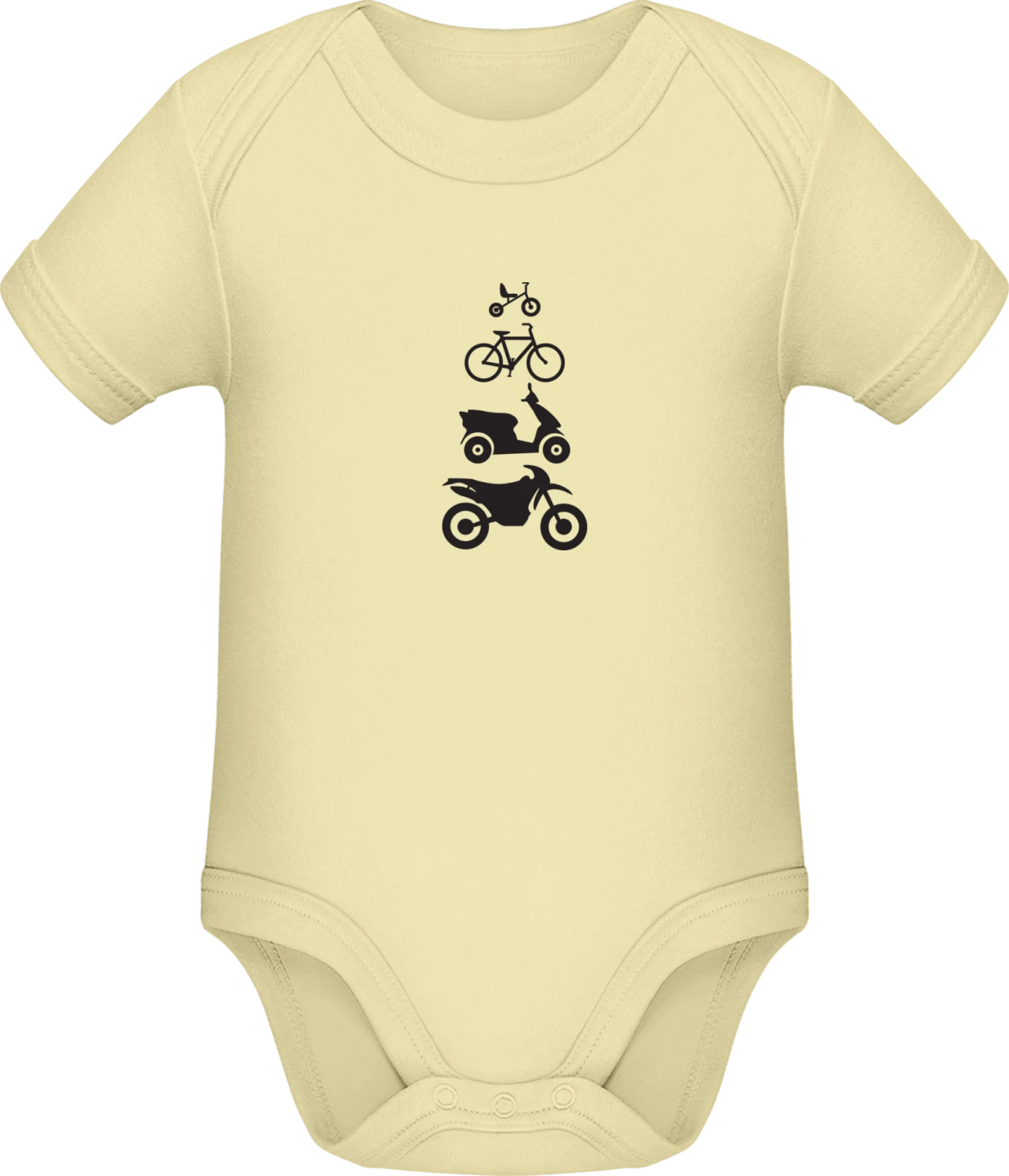 Evolution Bicycle Scooter Motorcycle  - Lemon Sonar SSL organic babybodsuit - Front