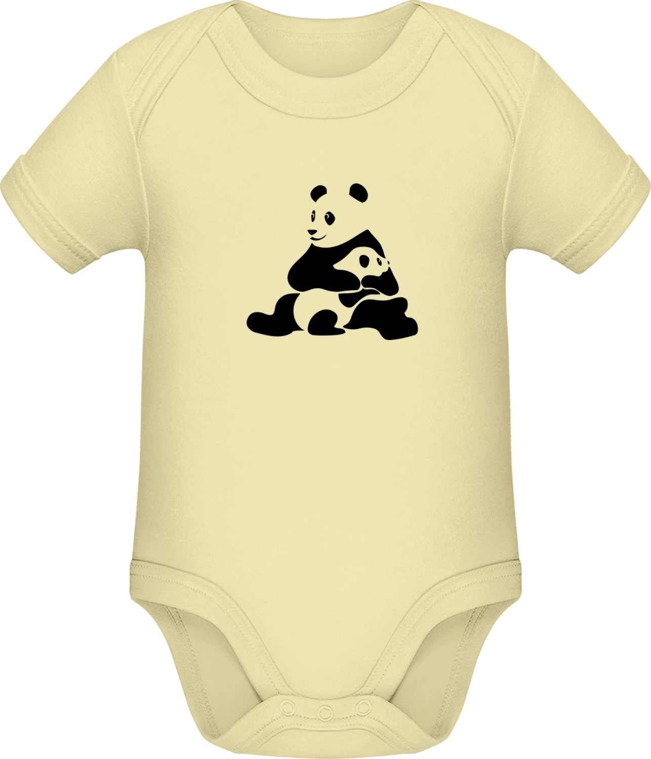 Panda Mama And Baby - Lemon Sonar SSL organic babybodsuit - Front