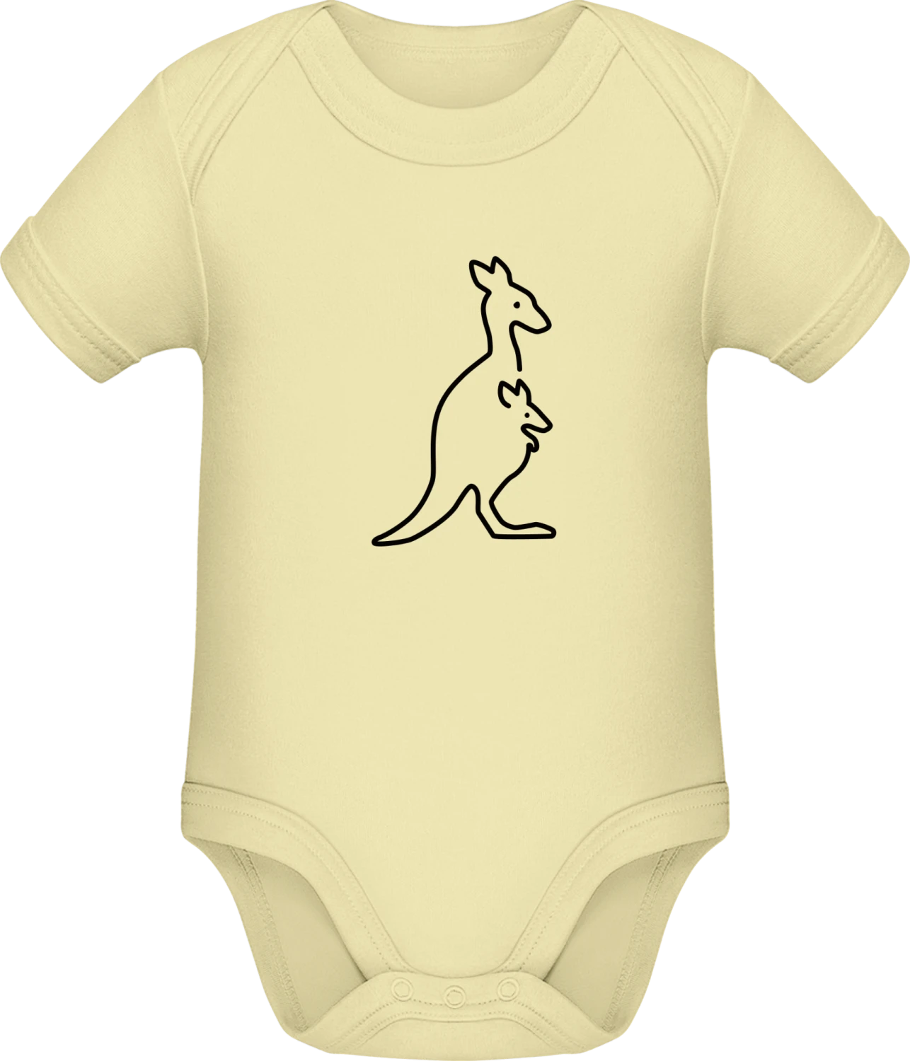 Kangaroo With Baby Lineart - Lemon Sonar SSL organic babybodsuit - Front