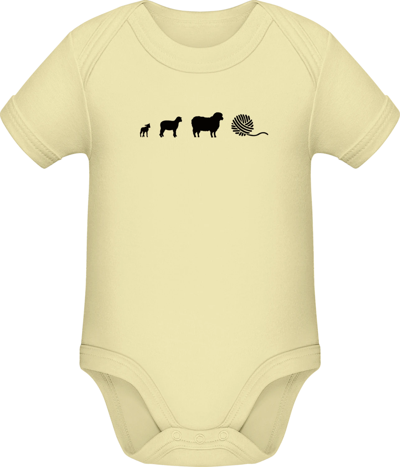 Evolution Of Sheep To Wool - Lemon Sonar SSL organic babybodsuit - Front