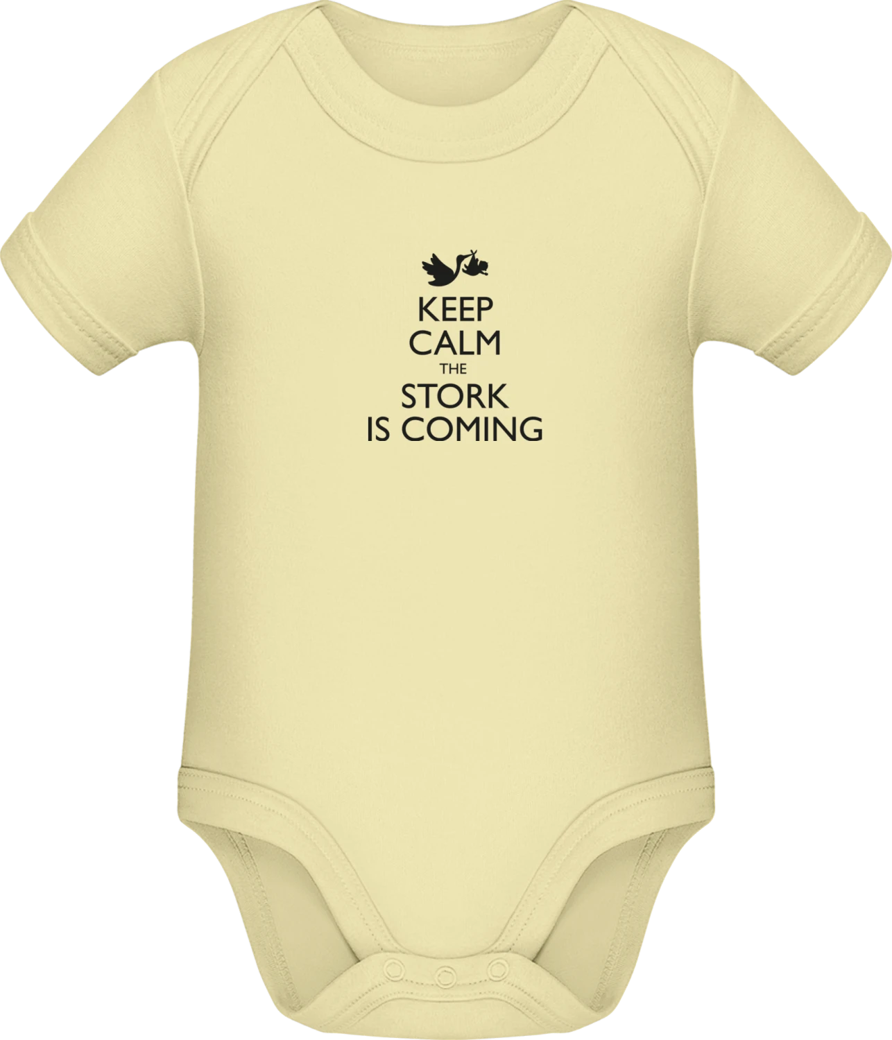 Keep Calm The Stork Is Coming - Lemon Sonar SSL organic babybodsuit - Front