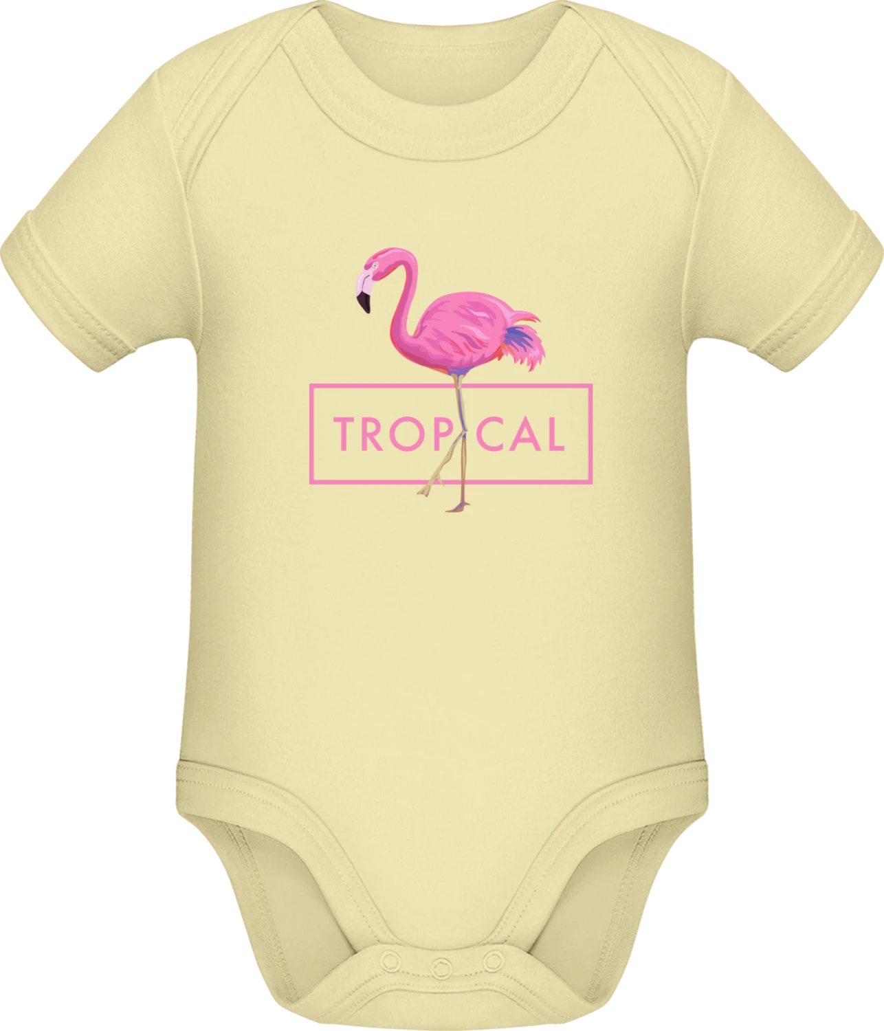 Tropical Flamingo - Lemon Sonar SSL organic babybodsuit - Front