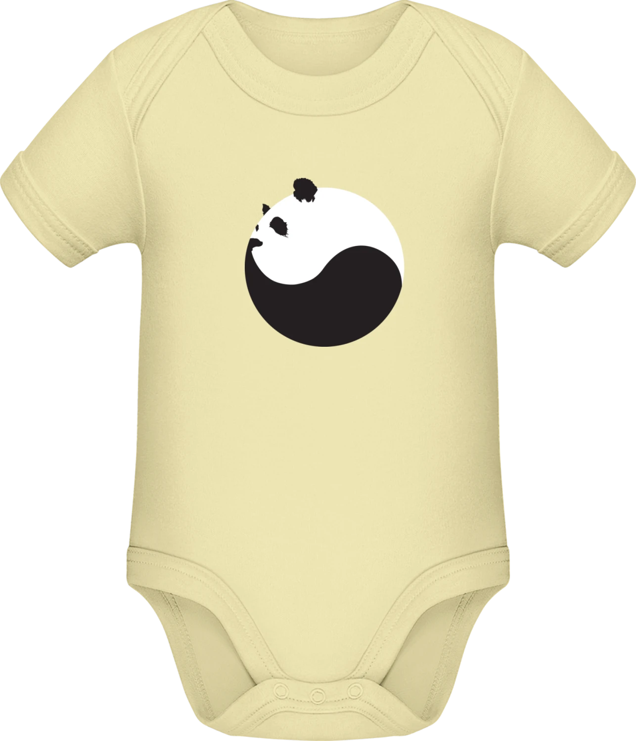 Ying Yang Panda Face - Lemon Sonar SSL organic babybodsuit - Front