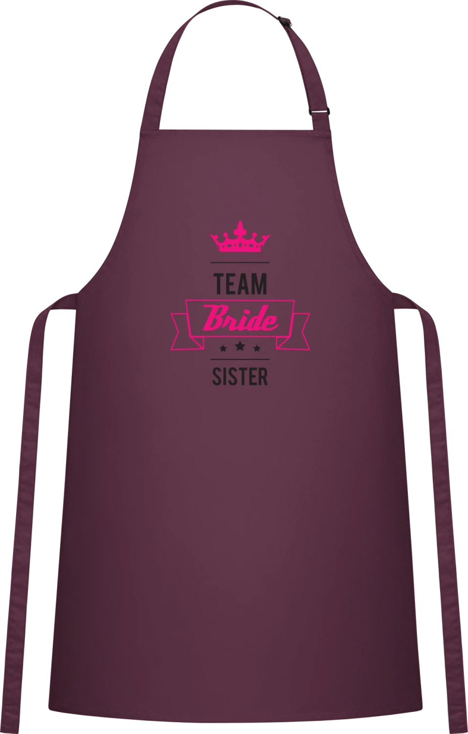 Bridal Team Sister - Aubergine Cotton Bib Apron - Front