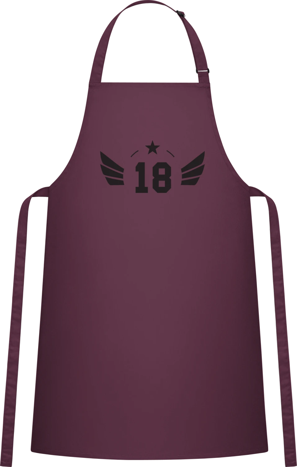 18 Years - Aubergine Cotton Bib Apron - Front