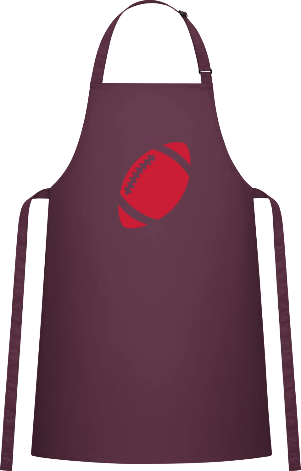 Rugby Ball - Aubergine Cotton Bib Apron - Front