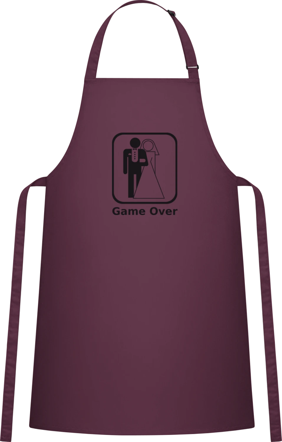 Game Over Junggesellenabschied - Aubergine Cotton Bib Apron - Front