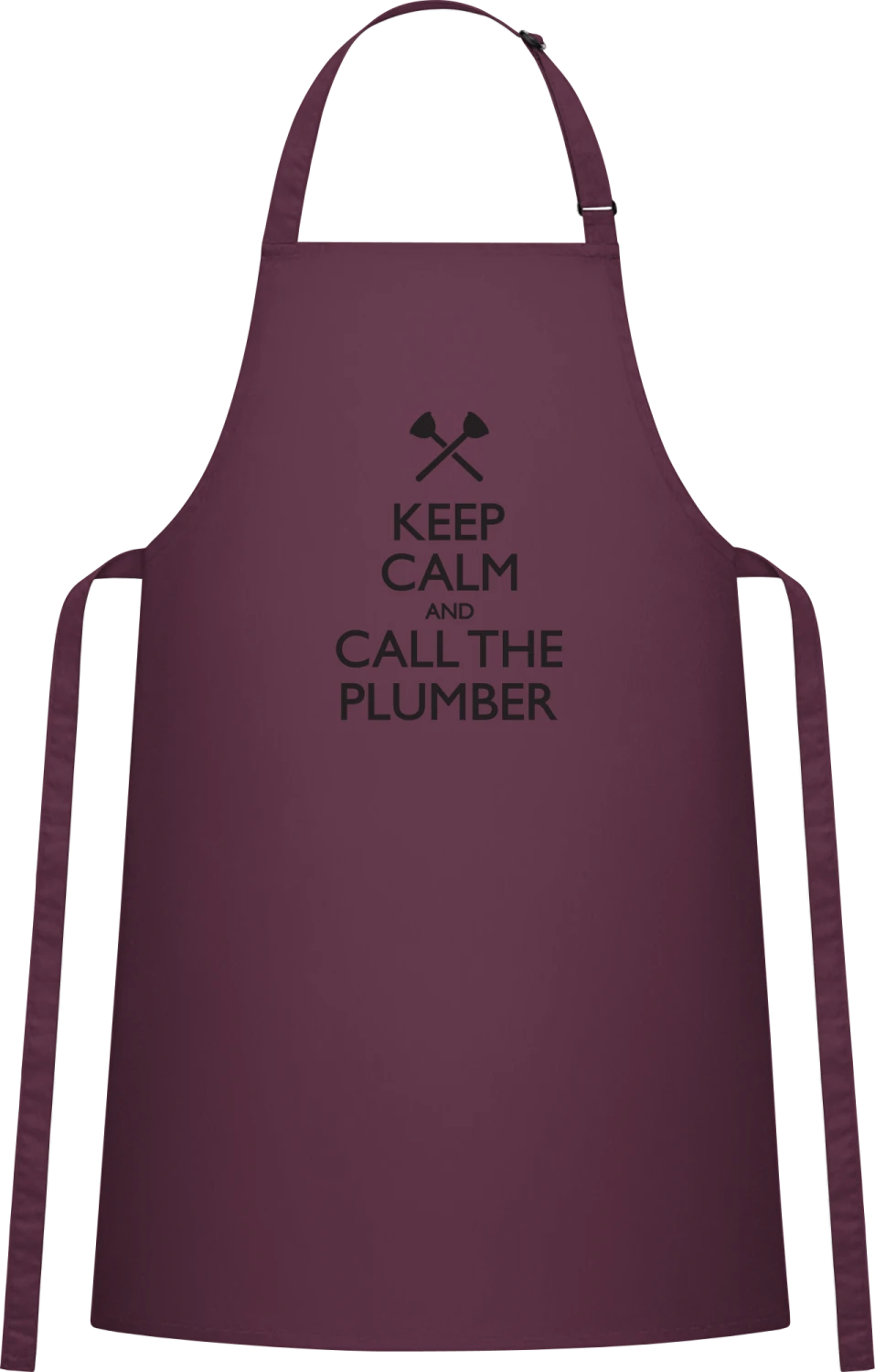 Keep Calm And Call The Plumber - Aubergine Cotton Bib Apron - Front