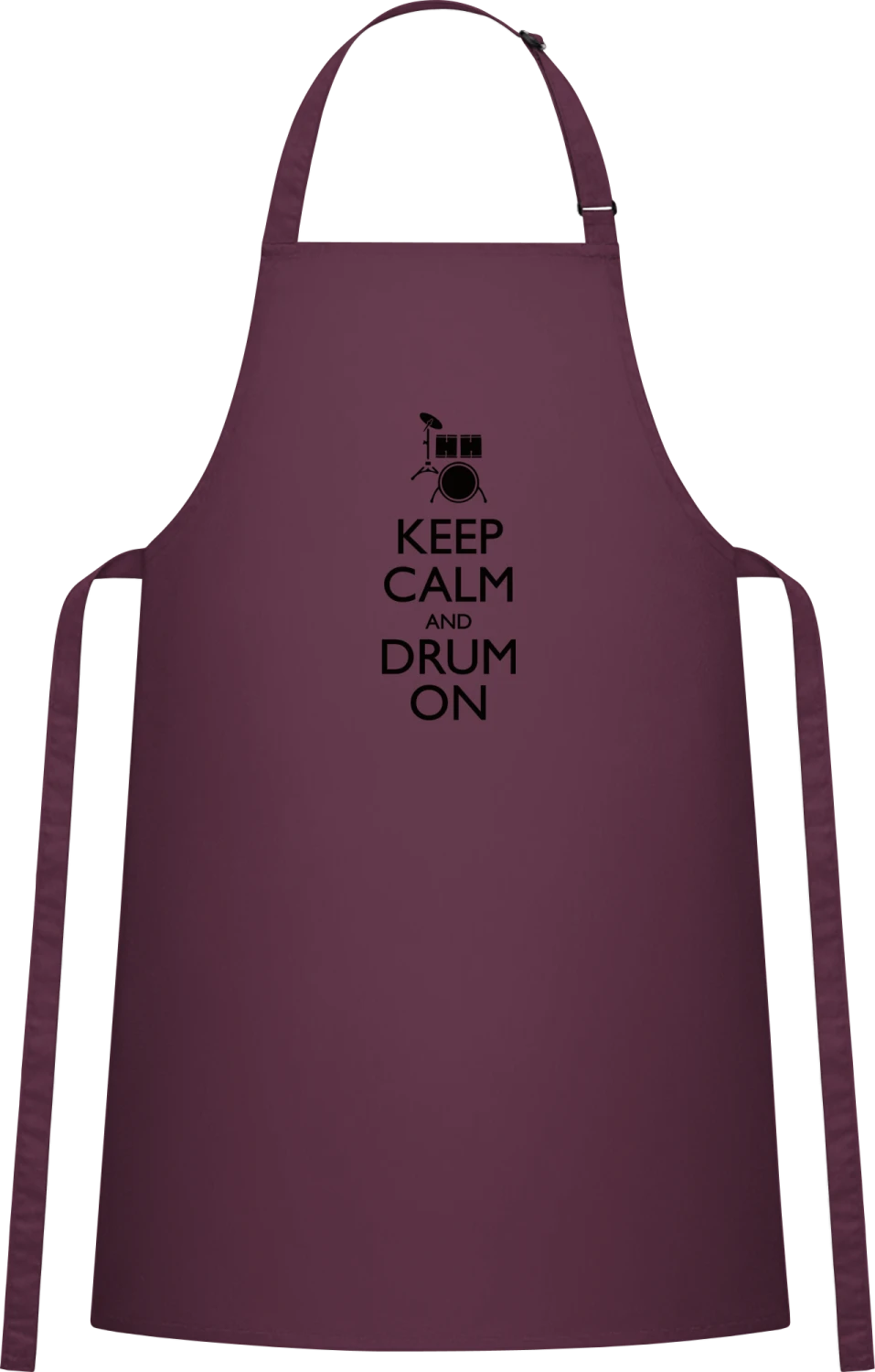 Keep Calm And Drum On - Aubergine Cotton Bib Apron - Front