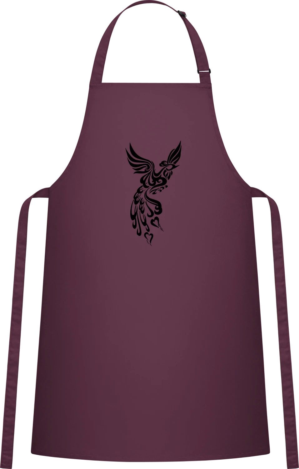 Phoenix Tribal - Aubergine Cotton Bib Apron - Front