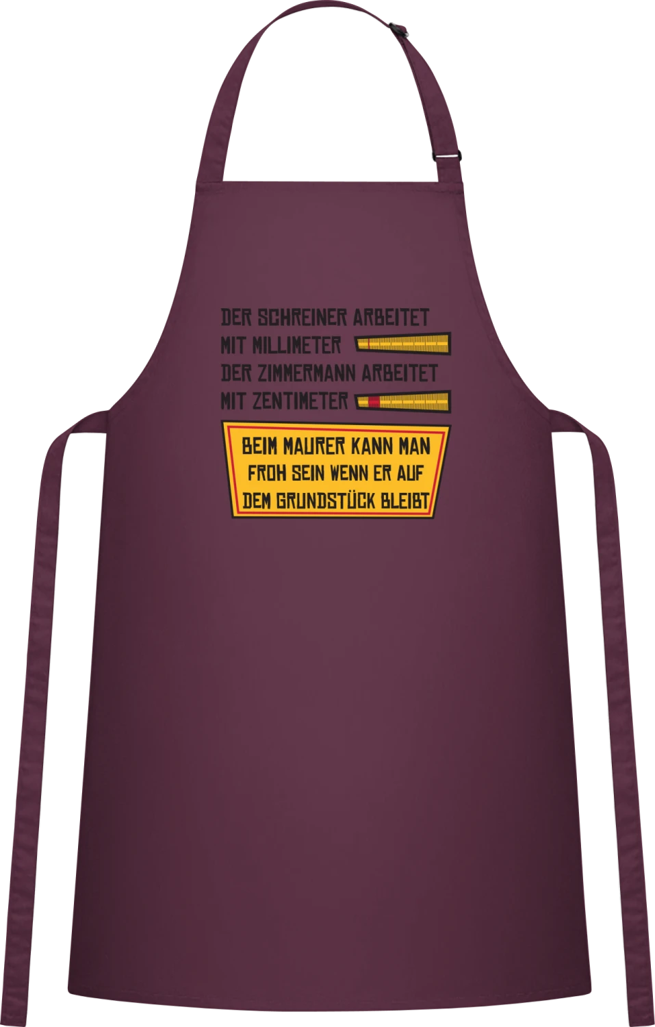 Schreiner Zimmermann Maurer - Aubergine Cotton Bib Apron - Front