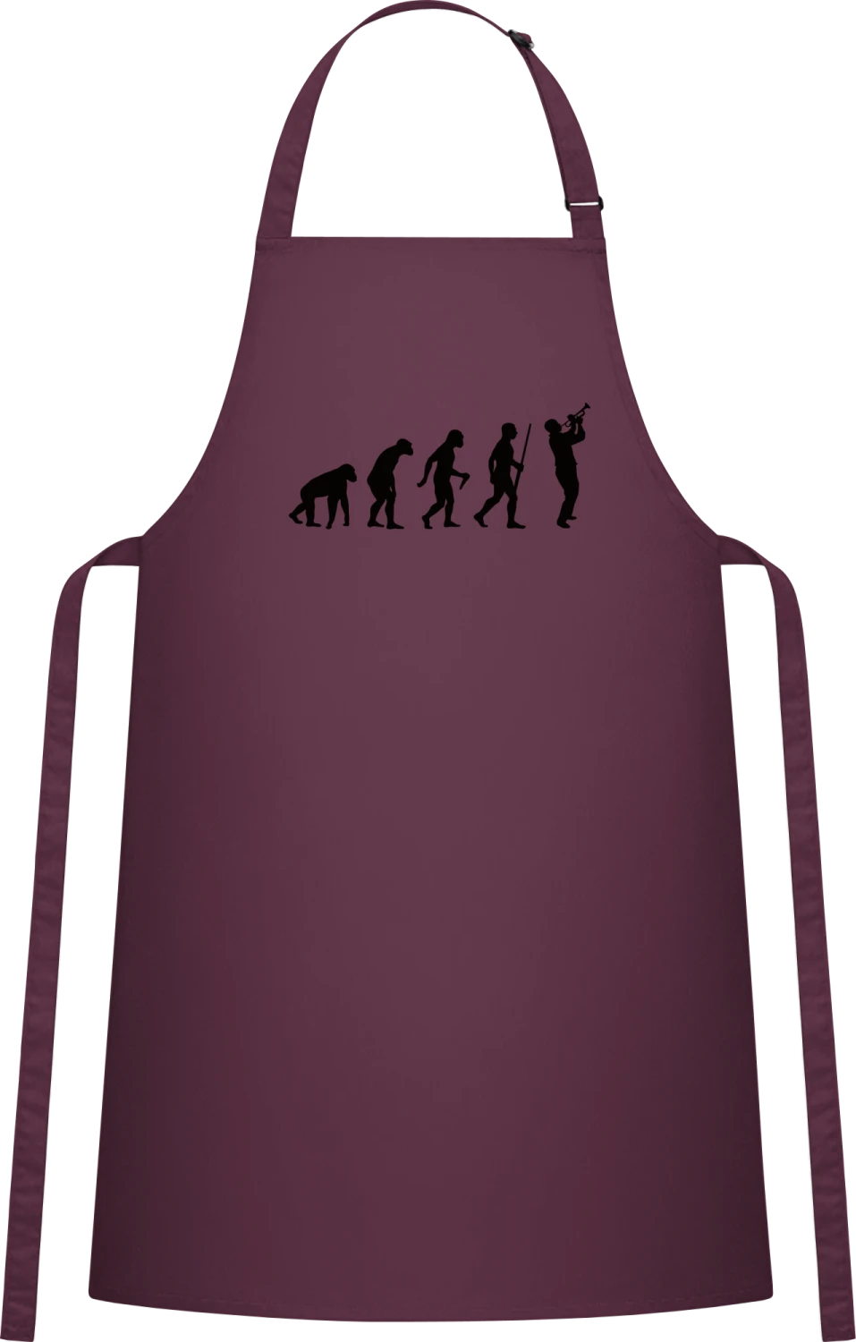 Trumpet Player Evolution - Aubergine Cotton Bib Apron - Front