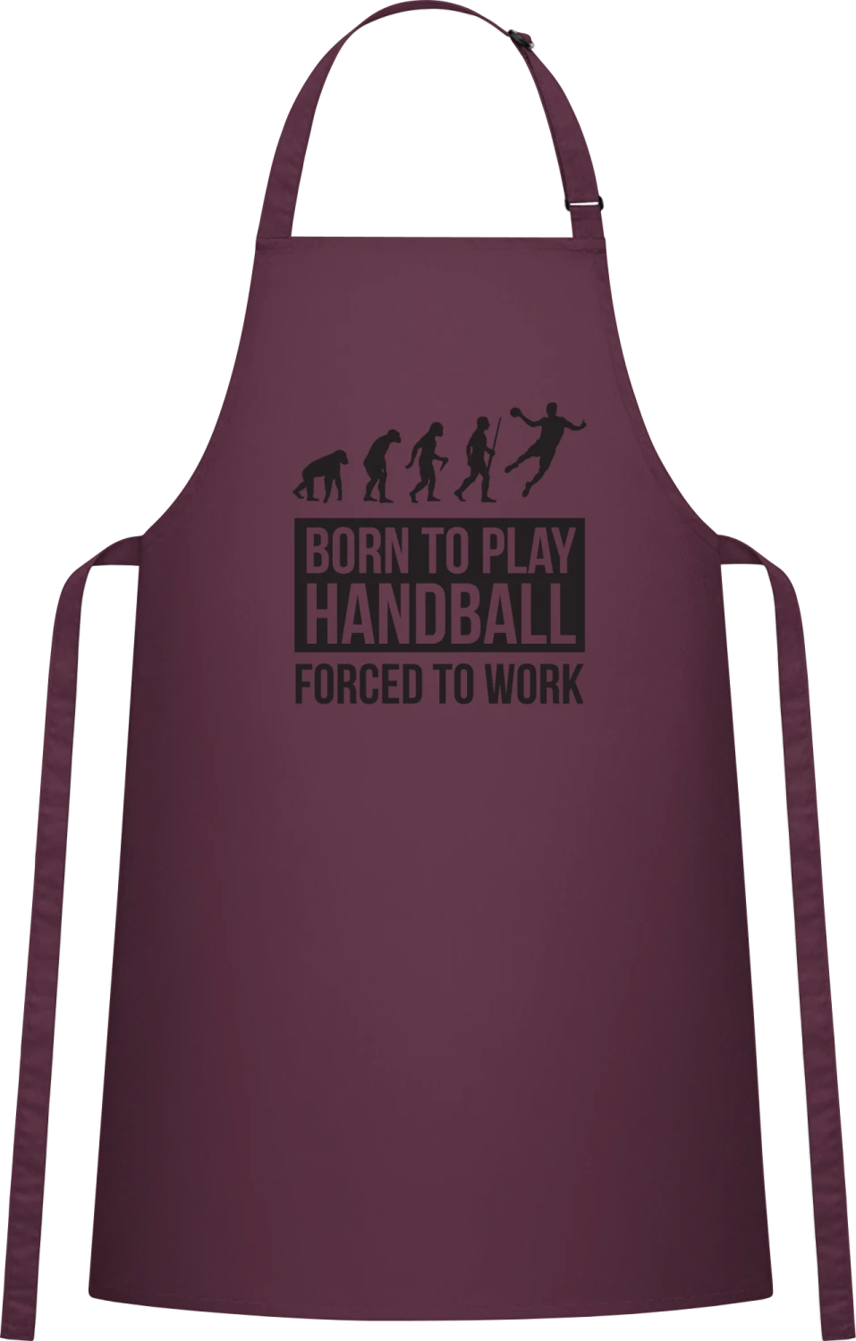 Born To Play Handball Forced To Work - Aubergine Cotton Bib Apron - Front