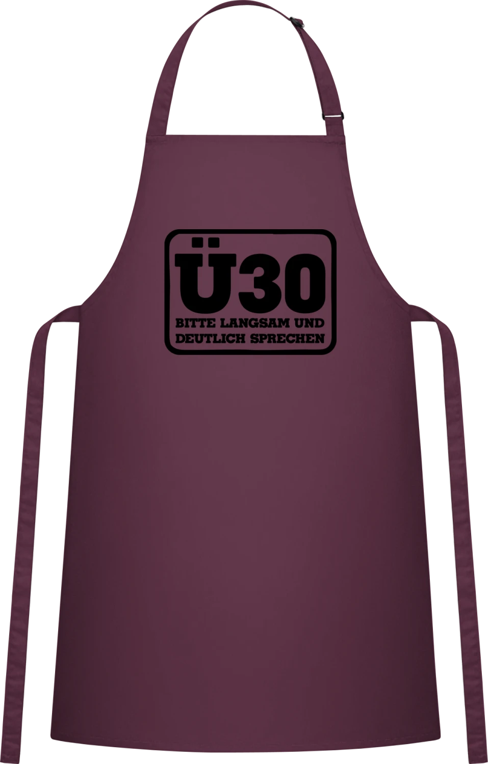 Ü30 - Aubergine Cotton Bib Apron - Front