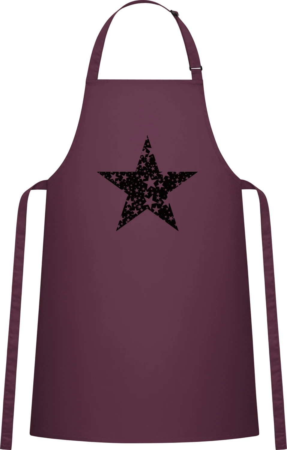 Stars in a Star - Aubergine Cotton Bib Apron - Front