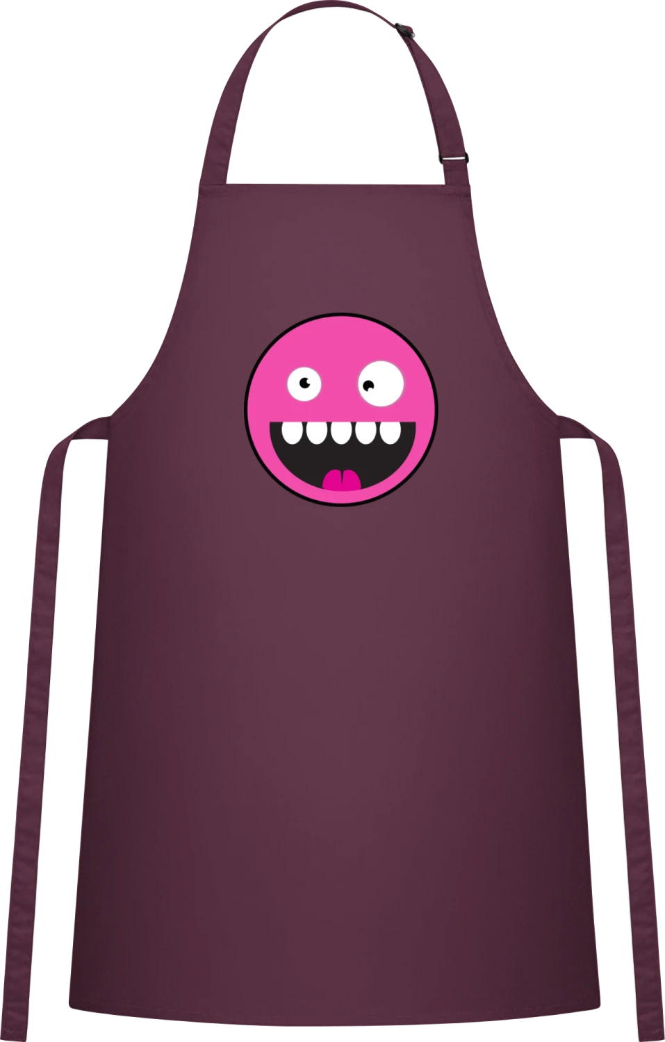 Cute Monster Smiley Face - Aubergine Cotton Bib Apron - Front