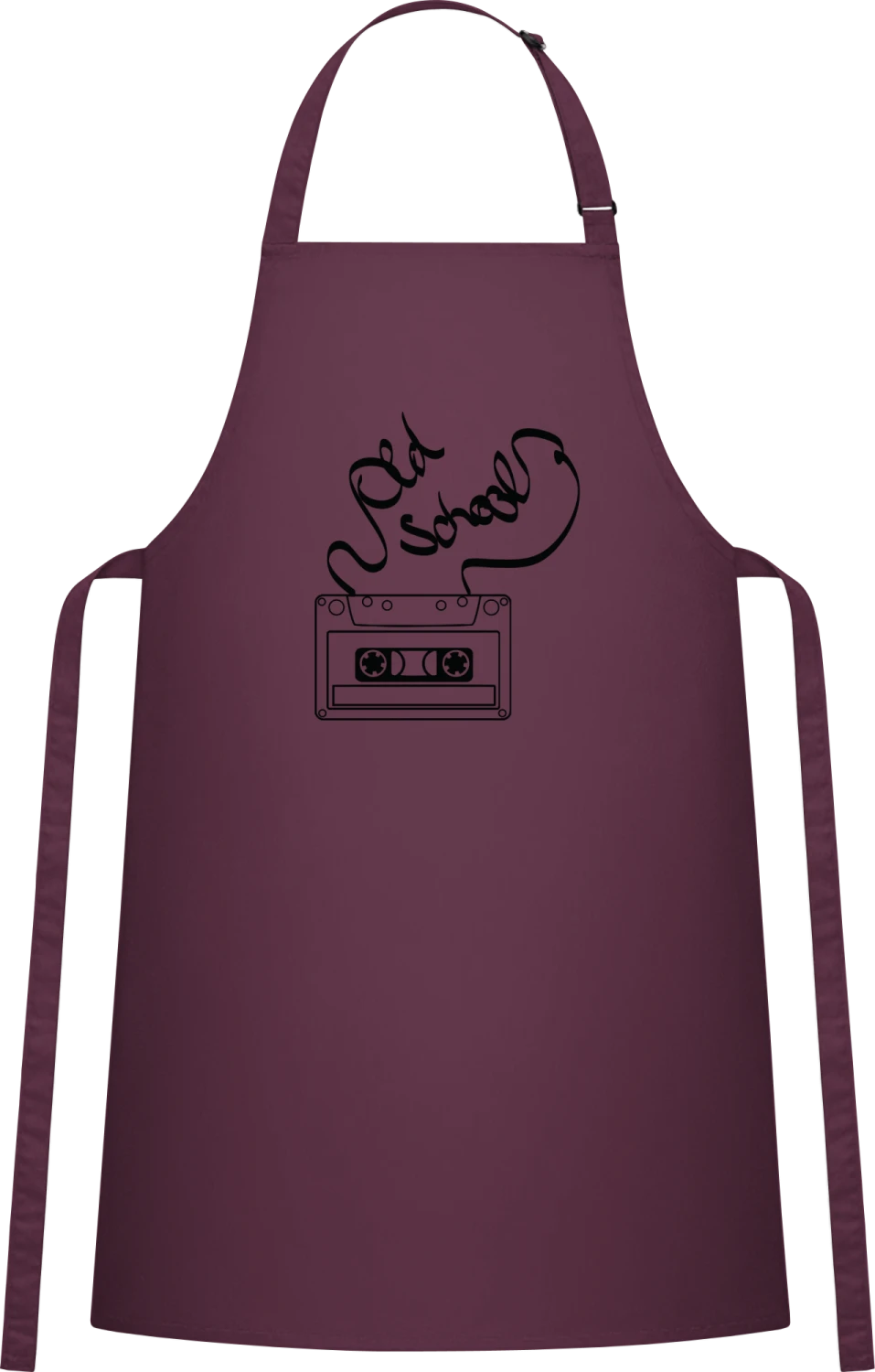 Old School Music Tape - Aubergine Cotton Bib Apron - Front