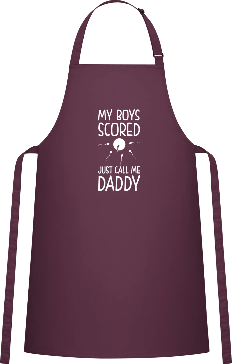 My Boys Scored Just Call Me Daddy - Aubergine Cotton Bib Apron - Front