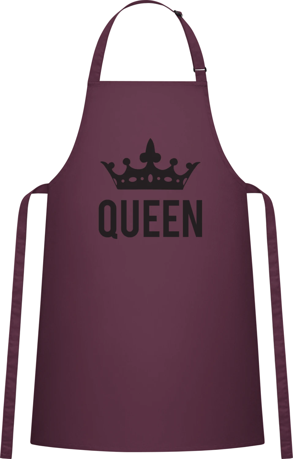 Queen - Aubergine Cotton Bib Apron - Front