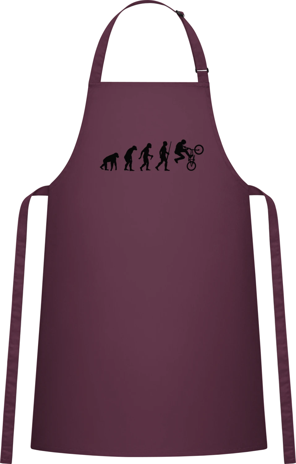 BMX Biker Evolution - Aubergine Cotton Bib Apron - Front