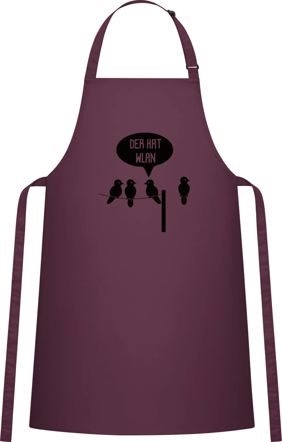 Der hat Wlan - Aubergine Cotton Bib Apron - Front