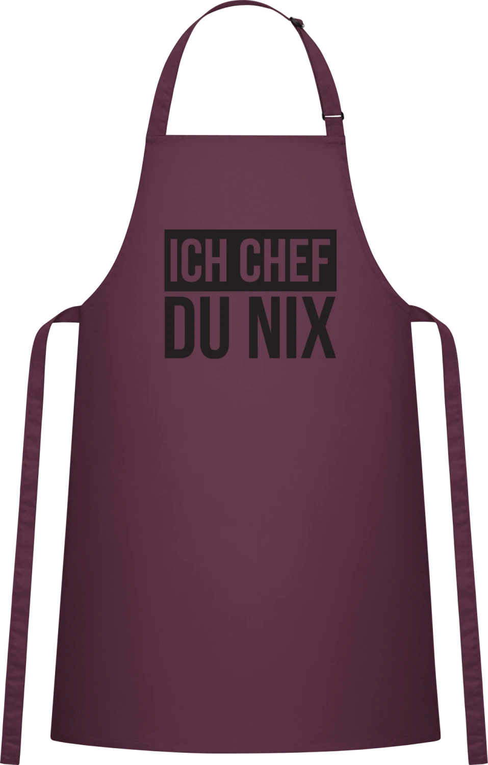 Ich Chef du nix - Aubergine Cotton Bib Apron - Front