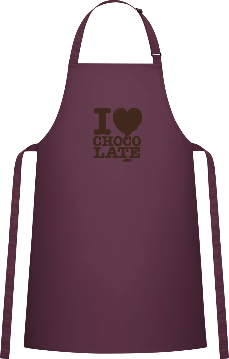 I Love Chocolate - Aubergine Cotton Bib Apron - Front