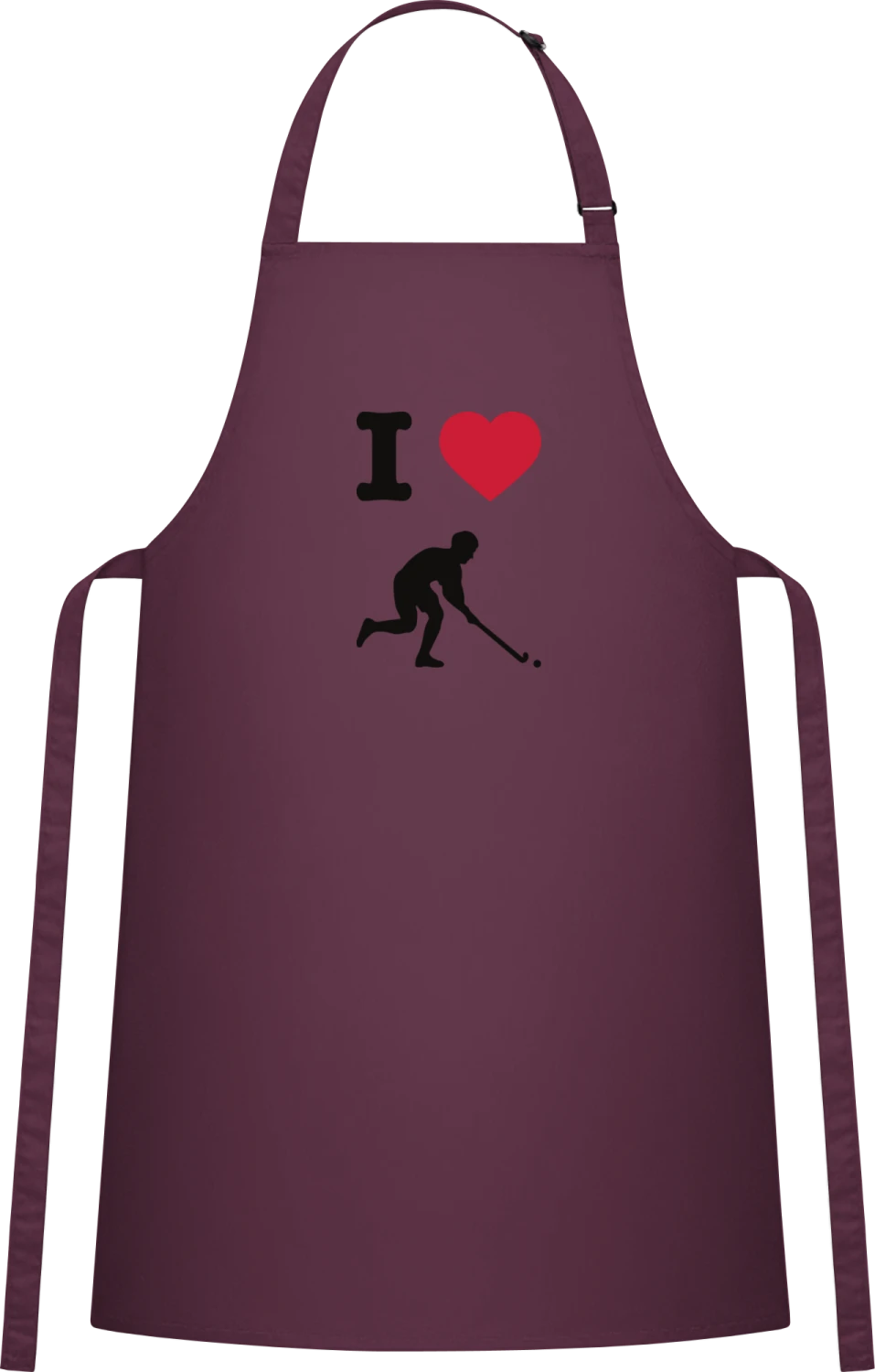 I Heart Field Hockey Logo - Aubergine Cotton Bib Apron - Front