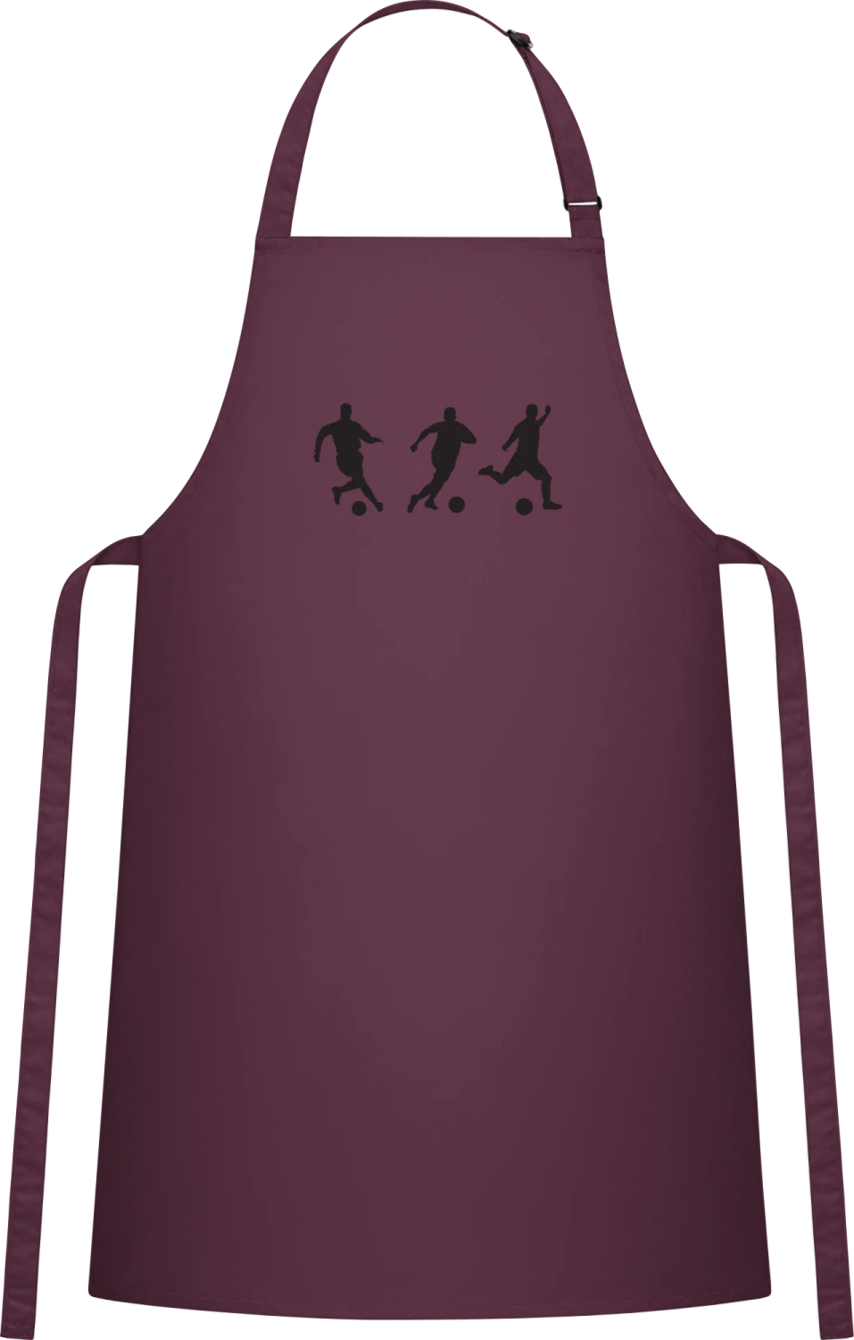 Soccer Players Silhouette - Aubergine Cotton Bib Apron - Front