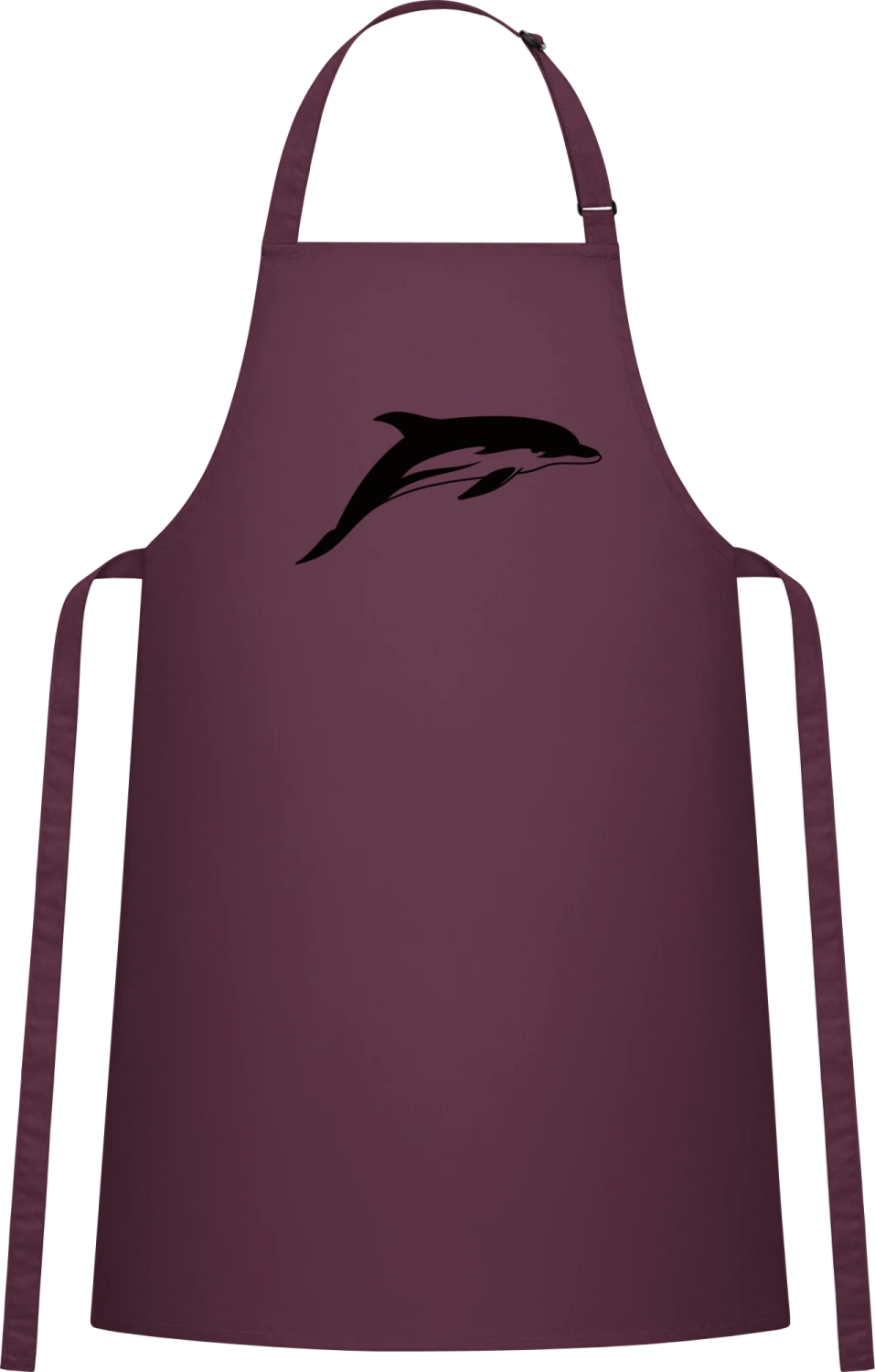 Dolphin - Aubergine Cotton Bib Apron - Front