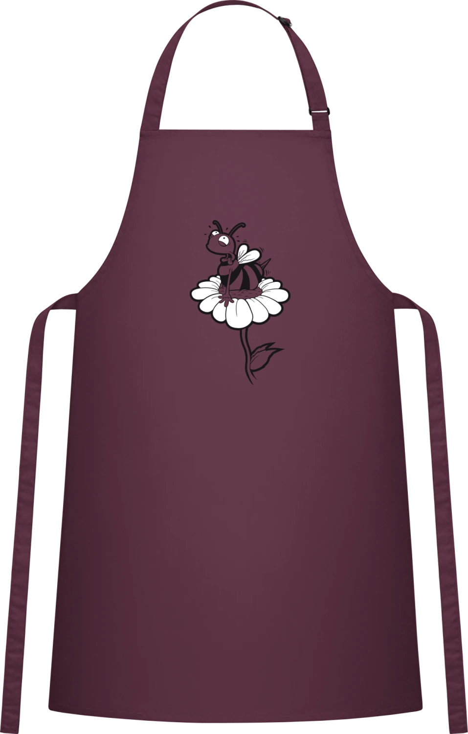 Biene Und Blume - Aubergine Cotton Bib Apron - Front