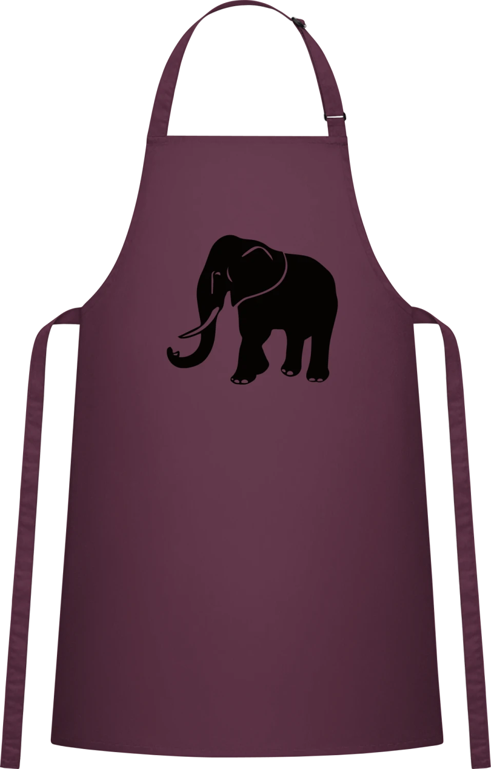 Elefant Icon - Aubergine Cotton Bib Apron - Front