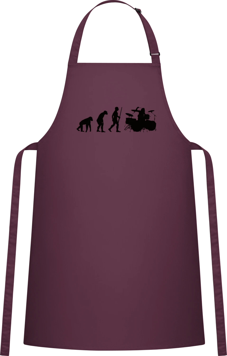 Drummer Girl Evolution - Aubergine Cotton Bib Apron - Front