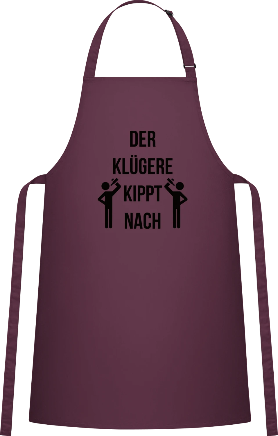 Der Klügere kippt nach - Aubergine Cotton Bib Apron - Front