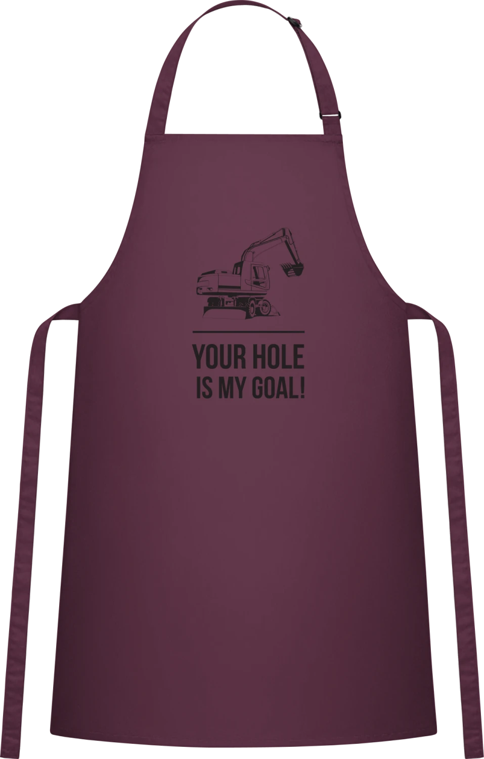 Your Hole is my Goal - Aubergine Cotton Bib Apron - Front