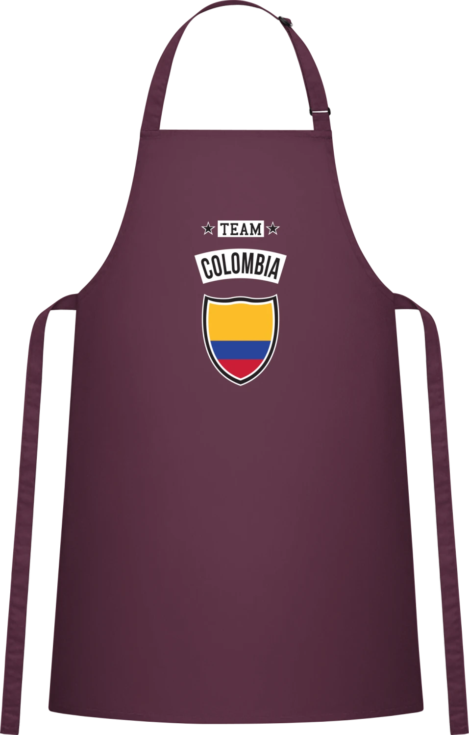 Team Colombia - Aubergine Cotton Bib Apron - Front