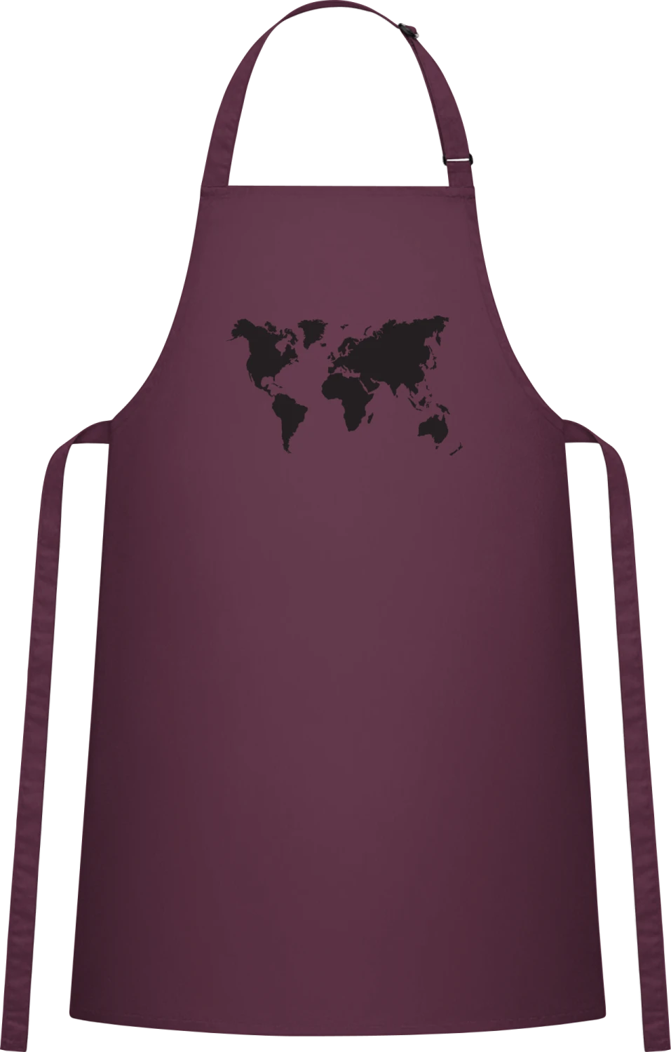 Weltkarte - Aubergine Cotton Bib Apron - Front