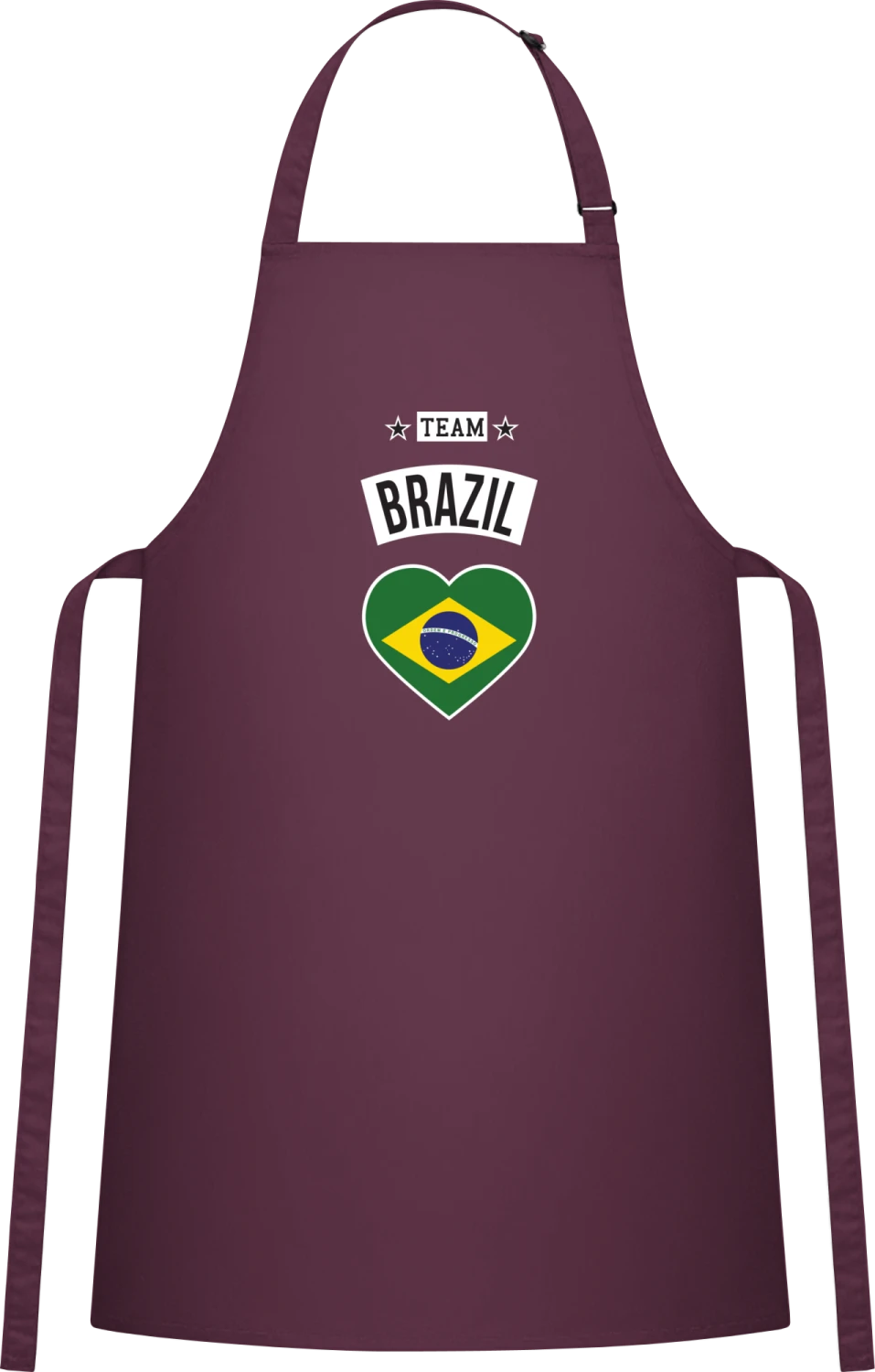 Team Brazil Heart - Aubergine Cotton Bib Apron - Front